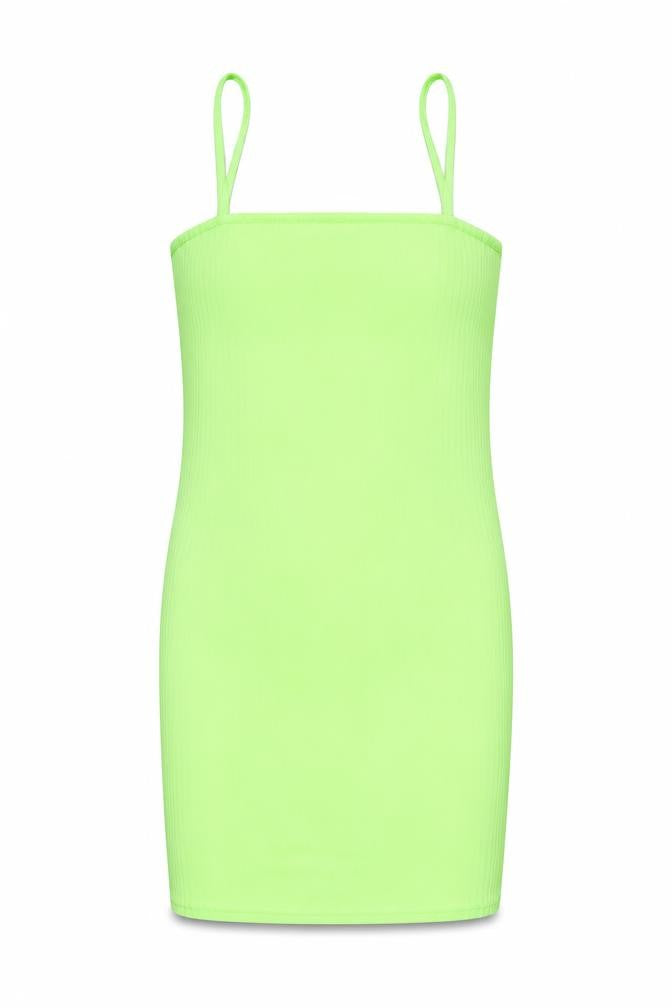 Front view of I SAW IT FIRST women’s green polyester mini, size UK 12, square neck pullover