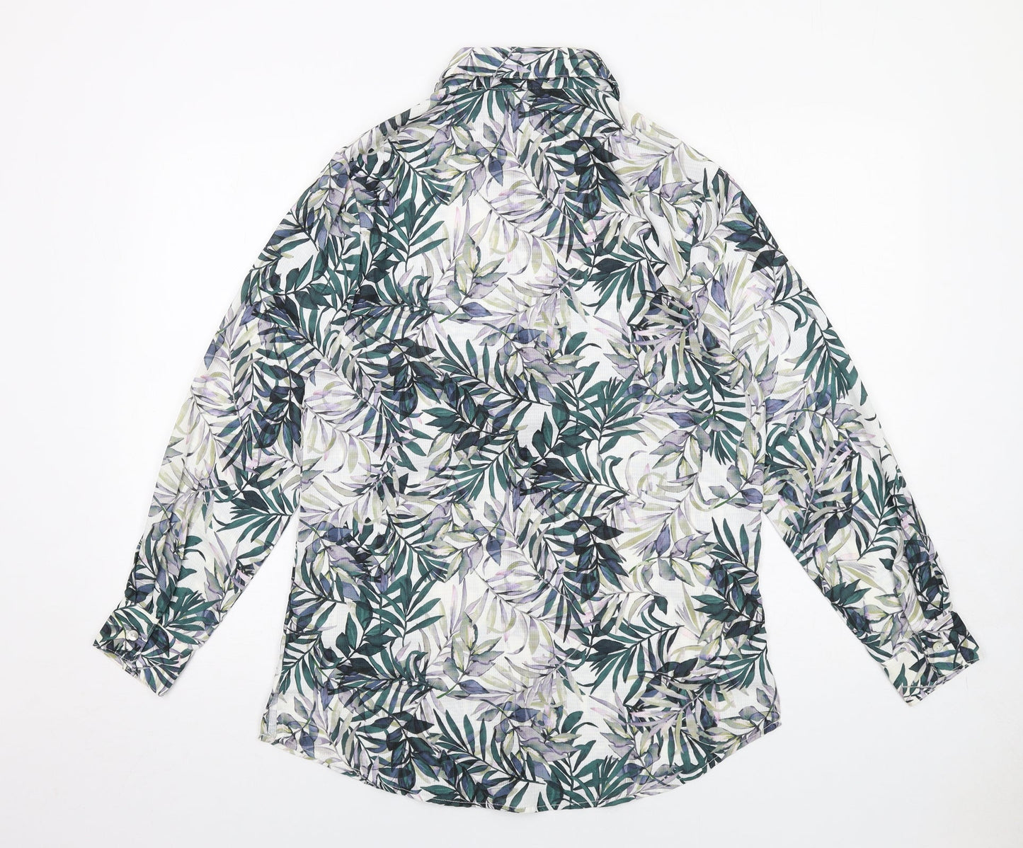 Cotswold Collections Womens Multicoloured Geometric Polyester Basic Button-Up Size 12 Collared - Leaf Print