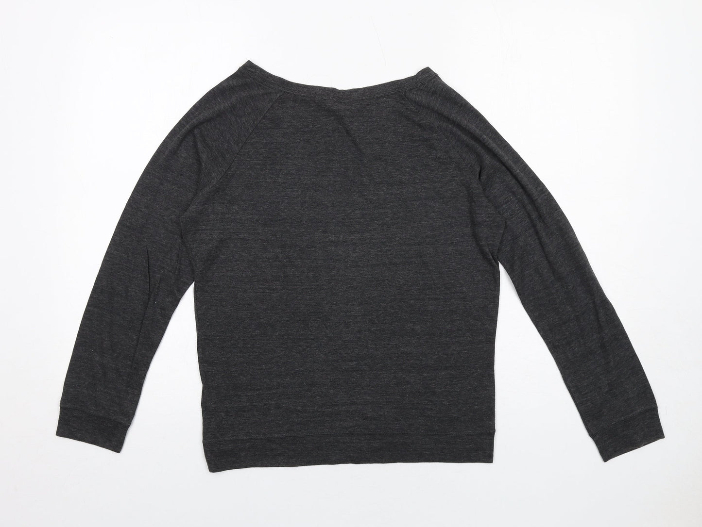 H&M Womens Grey Polyester Basic T-Shirt Size S Boat Neck