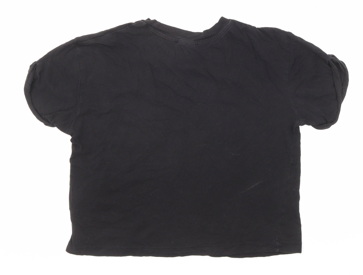 Divided by H&M Womens Black Polyester Basic T-Shirt Size XS Round Neck