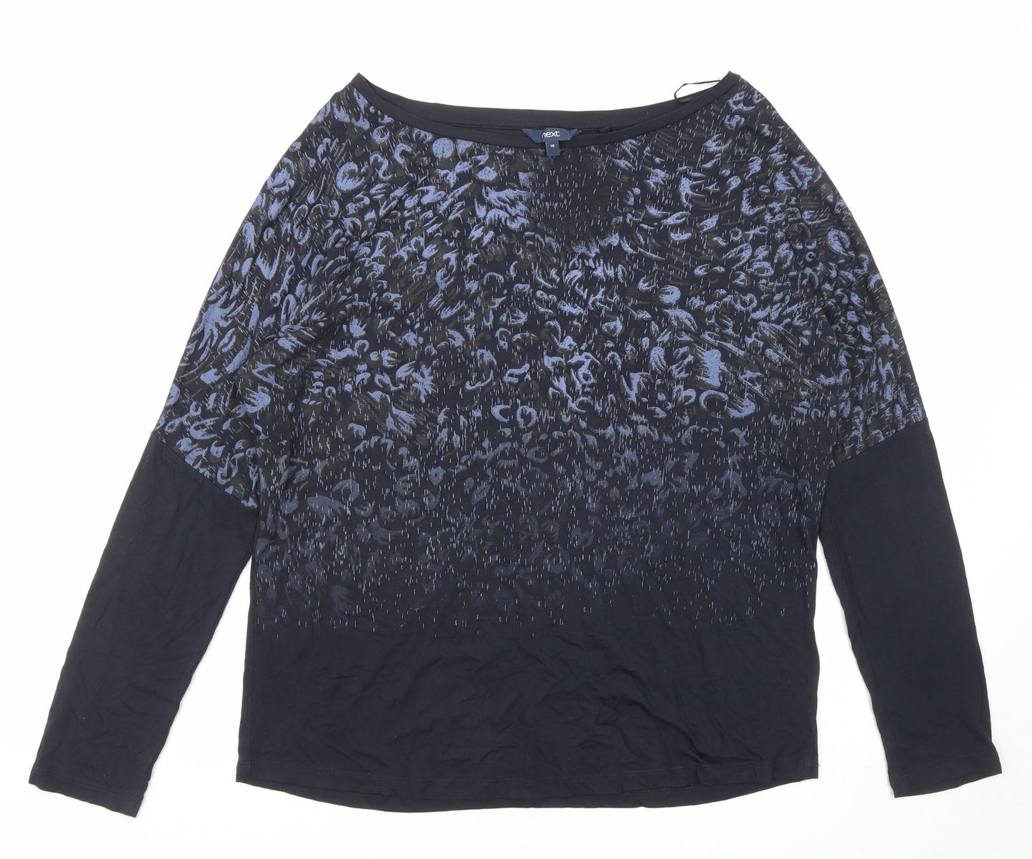 NEXT Womens Blue Viscose Basic T-Shirt Size 10 Boat Neck