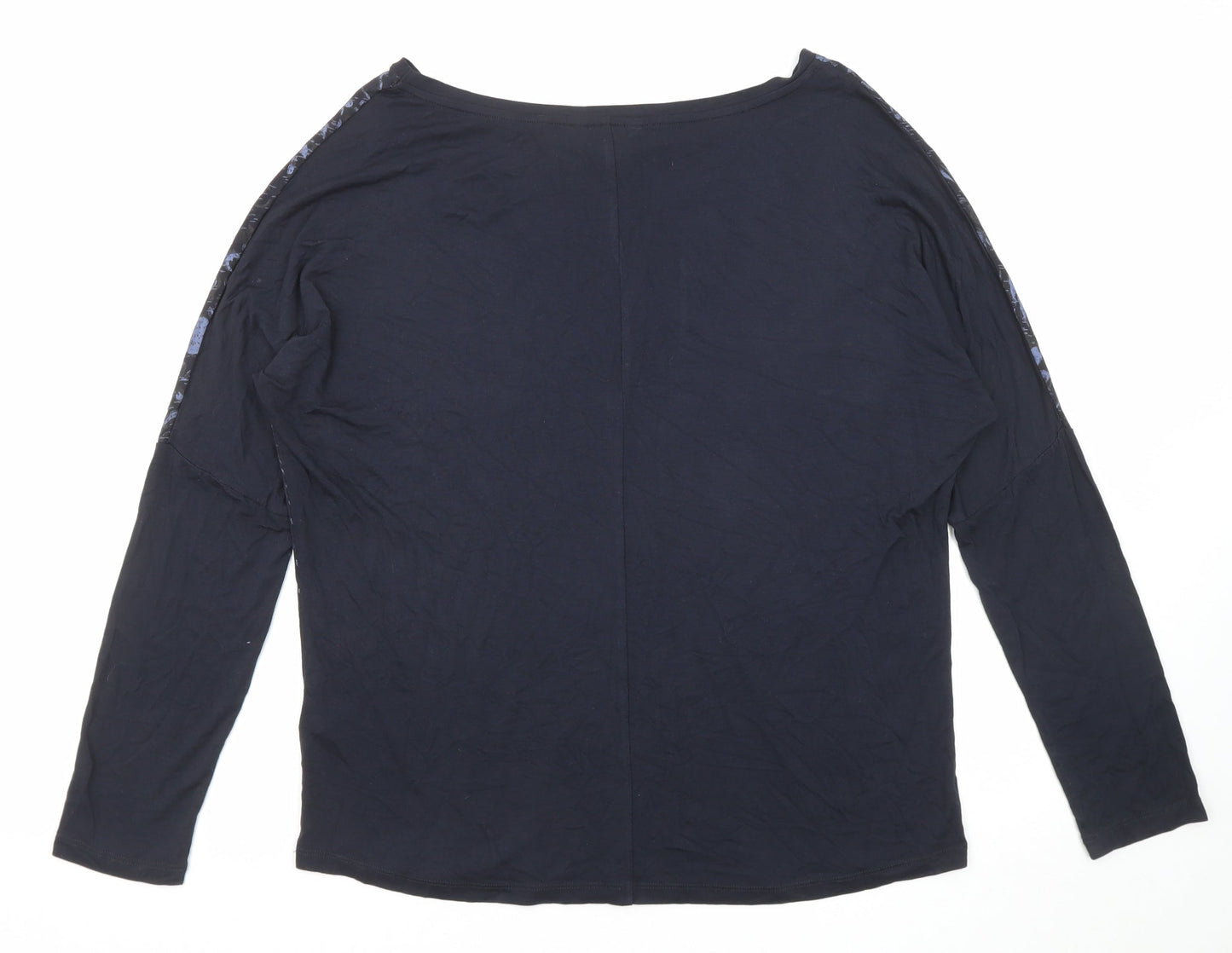 NEXT Womens Blue Viscose Basic T-Shirt Size 10 Boat Neck