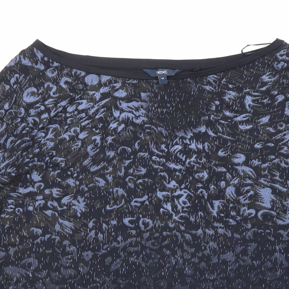 NEXT Womens Blue Viscose Basic T-Shirt Size 10 Boat Neck