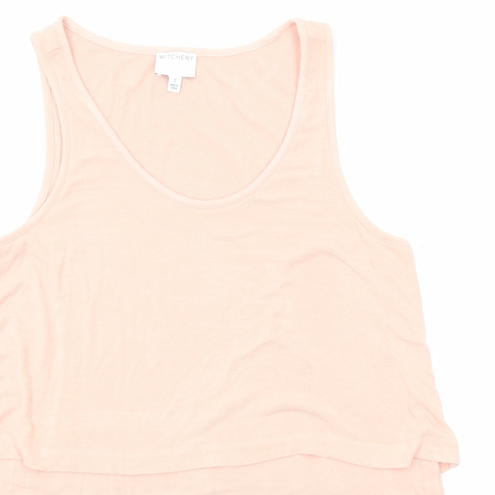 Witchery Womens Pink Viscose Basic Tank Size S Scoop Neck
