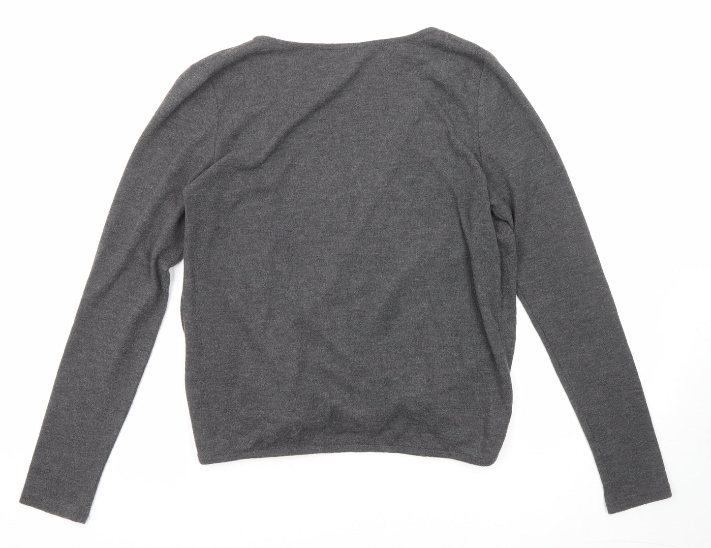 Noisy may Womens Grey V-Neck Polyester Pullover Jumper Size S Pullover - Wrap Front Detail