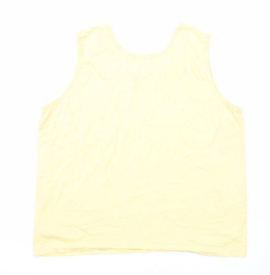 St Bernard Womens Yellow Polyester Basic Tank Size 18 Round Neck