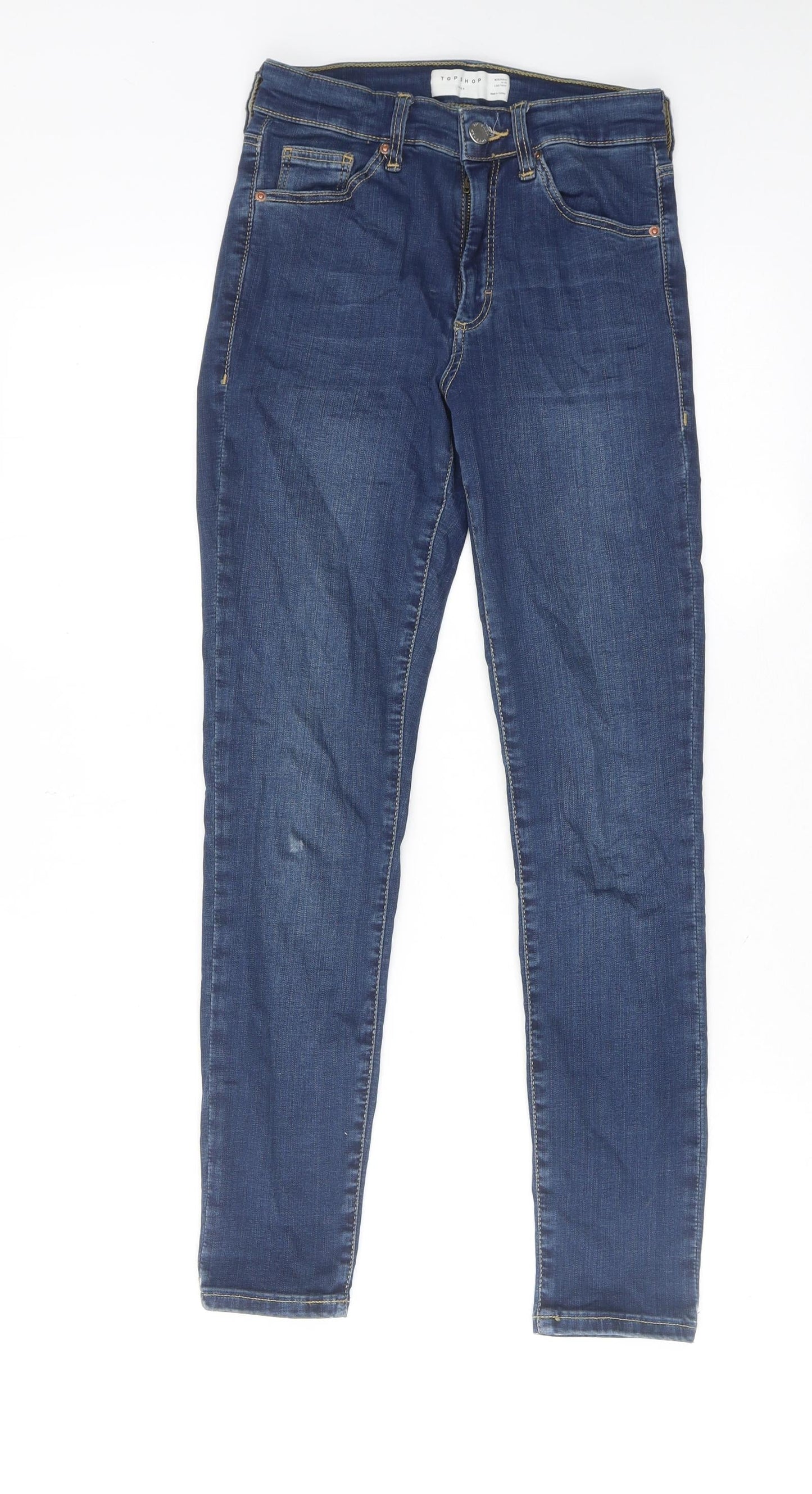 Topshop Womens Blue Cotton Skinny Jeans Size 25 in L30 in Regular Zip