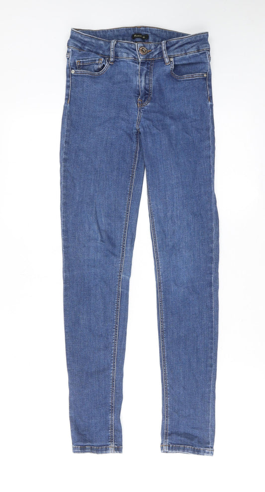 Mossimo Womens Blue Cotton Skinny Jeans Size 26 in Regular Zip