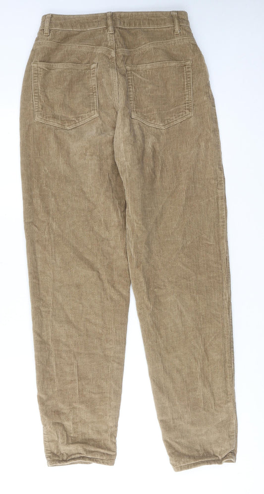 ASOS Womens Brown Cotton Trousers Size 28 in L30 in Regular Zip