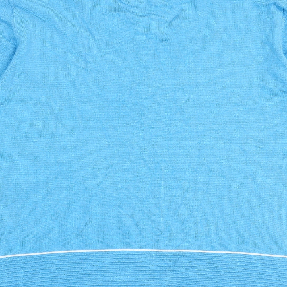 BASSINI Womens Blue Round Neck Viscose Pullover Jumper Size XL