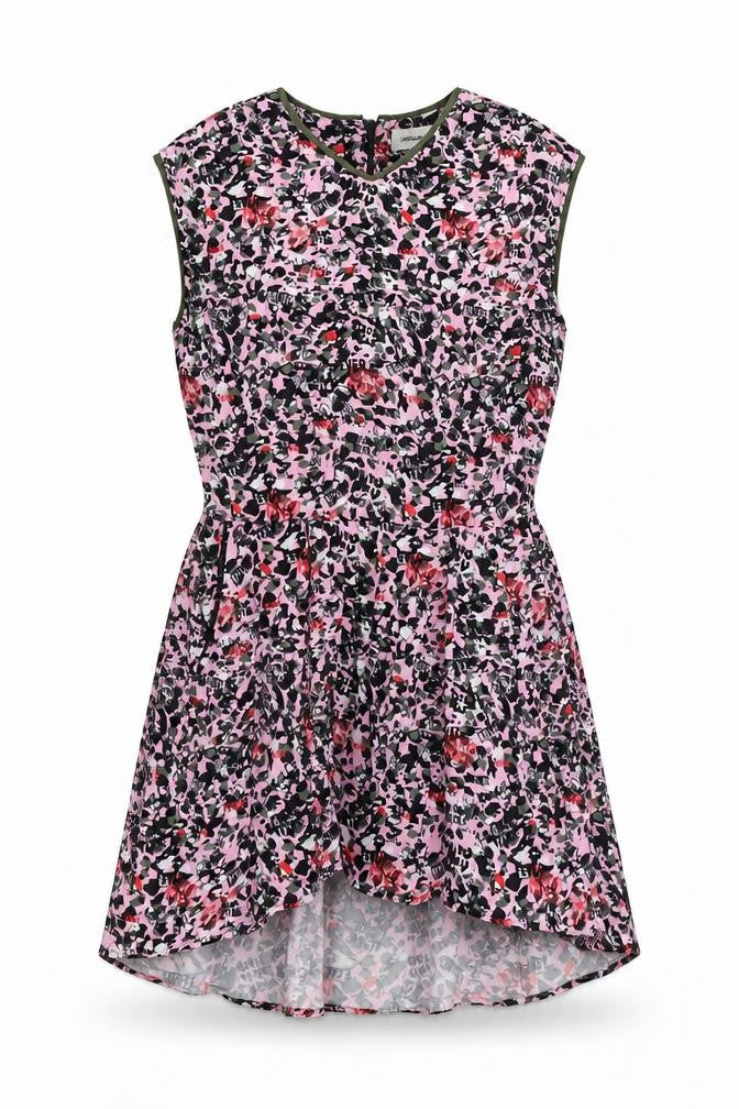 Zadig & Voltaire Girls Multicoloured Geometric Viscose A-Line Size 12 Years V-Neck Zip