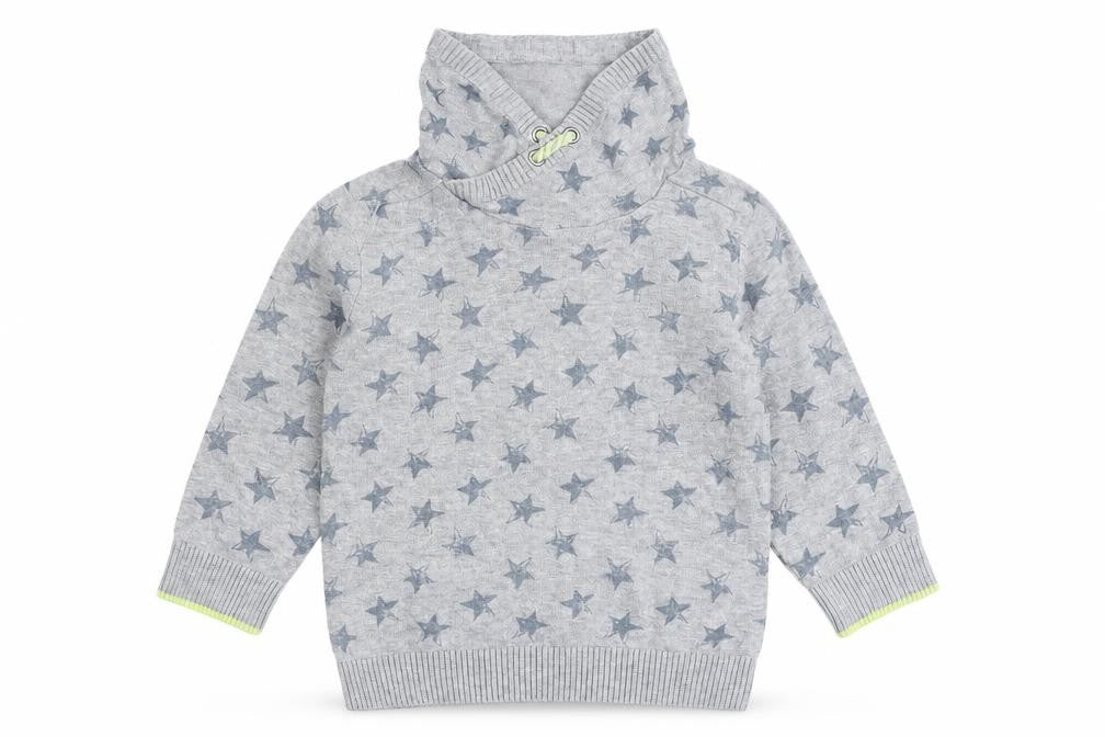 NEXT Boys Grey High Neck Geometric 100% Cotton Pullover Jumper Size 2 Years Pullover - Star Pattern