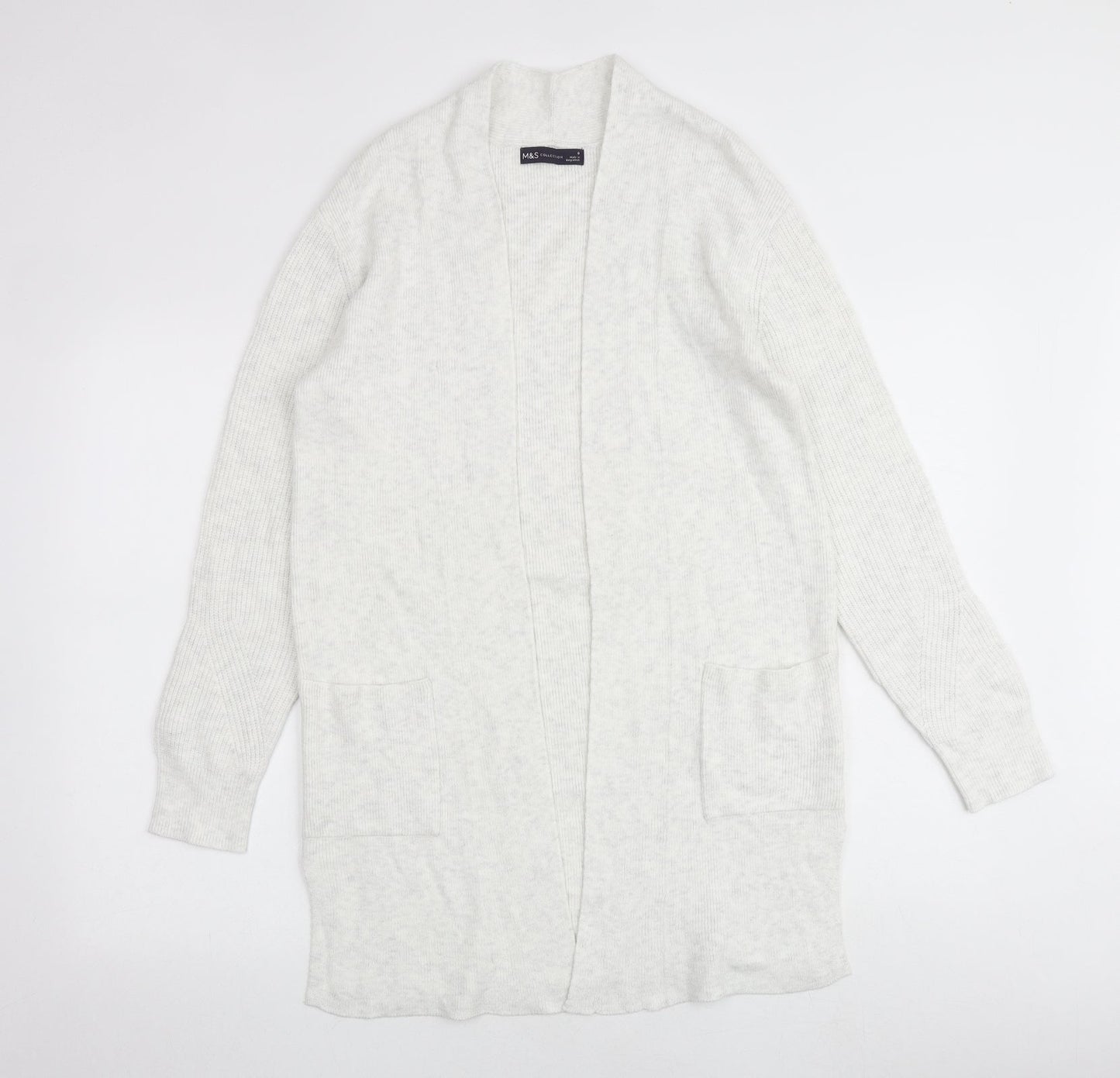 Marks and Spencer Womens Grey V-Neck Viscose Cardigan Jumper Size 8
