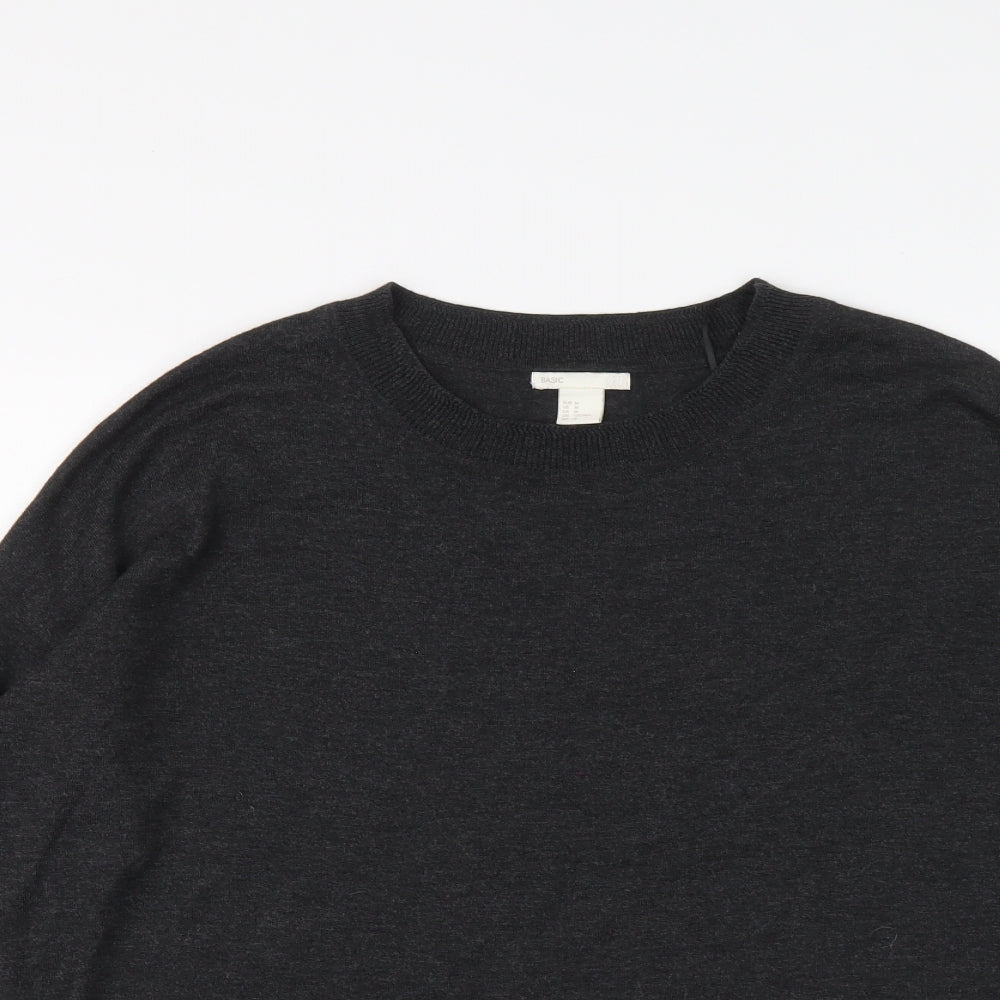 H&M Womens Grey Round Neck Polyester Pullover Jumper Size M