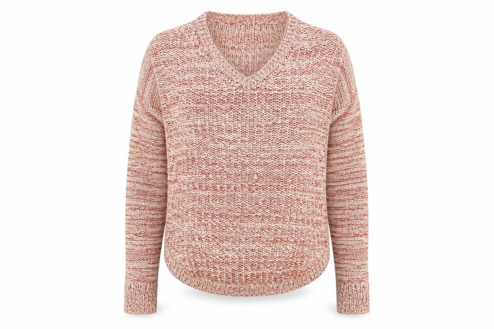 Marks and Spencer Womens Red V-Neck Acrylic Pullover Jumper Size 8