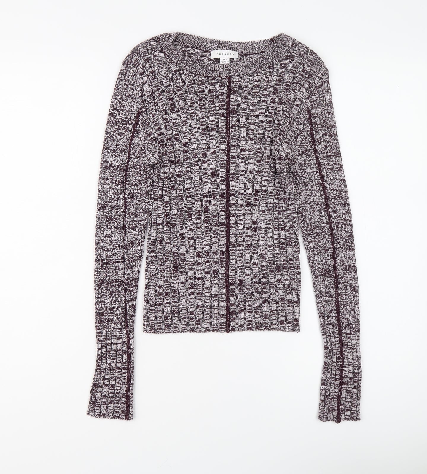 Topshop Womens Purple Round Neck Viscose Pullover Jumper Size S