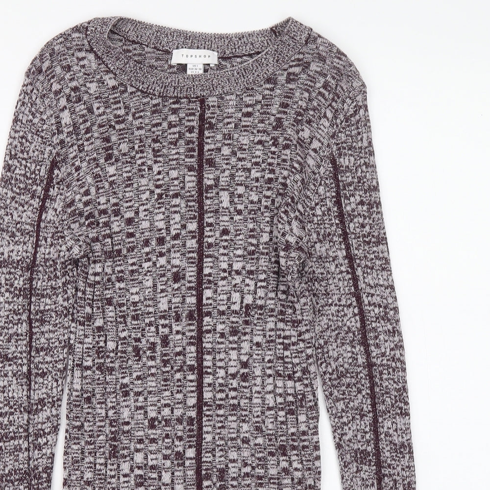Topshop Womens Purple Round Neck Viscose Pullover Jumper Size S