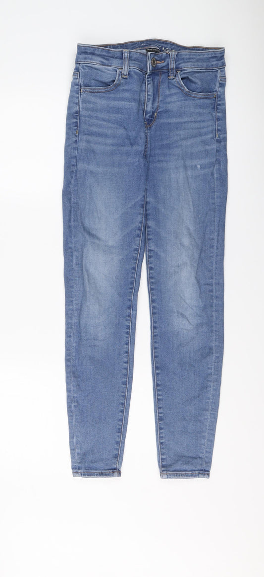 American Eagle Outfitters Womens Blue Cotton Skinny Jeans Size 8 L27 in Regular Button
