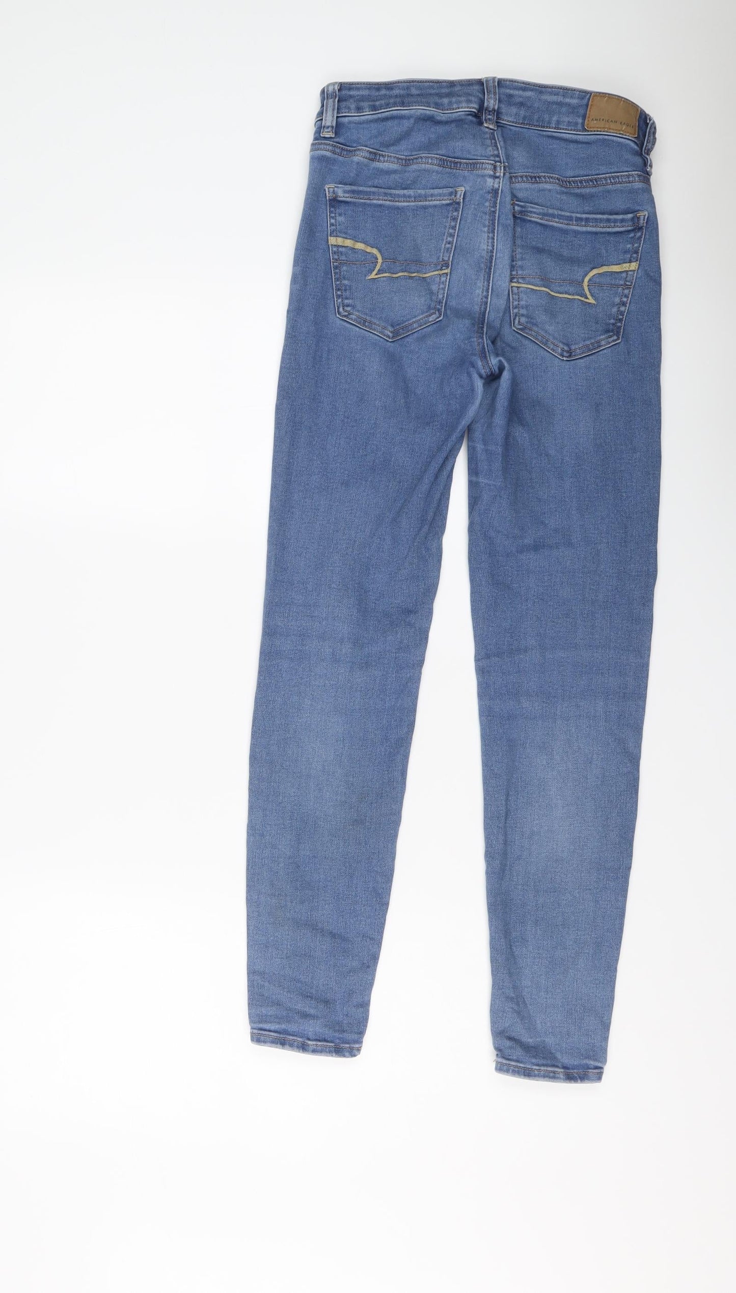 American Eagle Outfitters Womens Blue Cotton Skinny Jeans Size 8 L27 in Regular Button