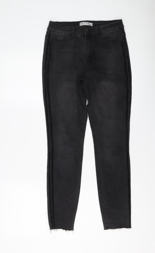 Denim & Co. Womens Grey Cotton Skinny Jeans Size 10 L27 in Regular Button