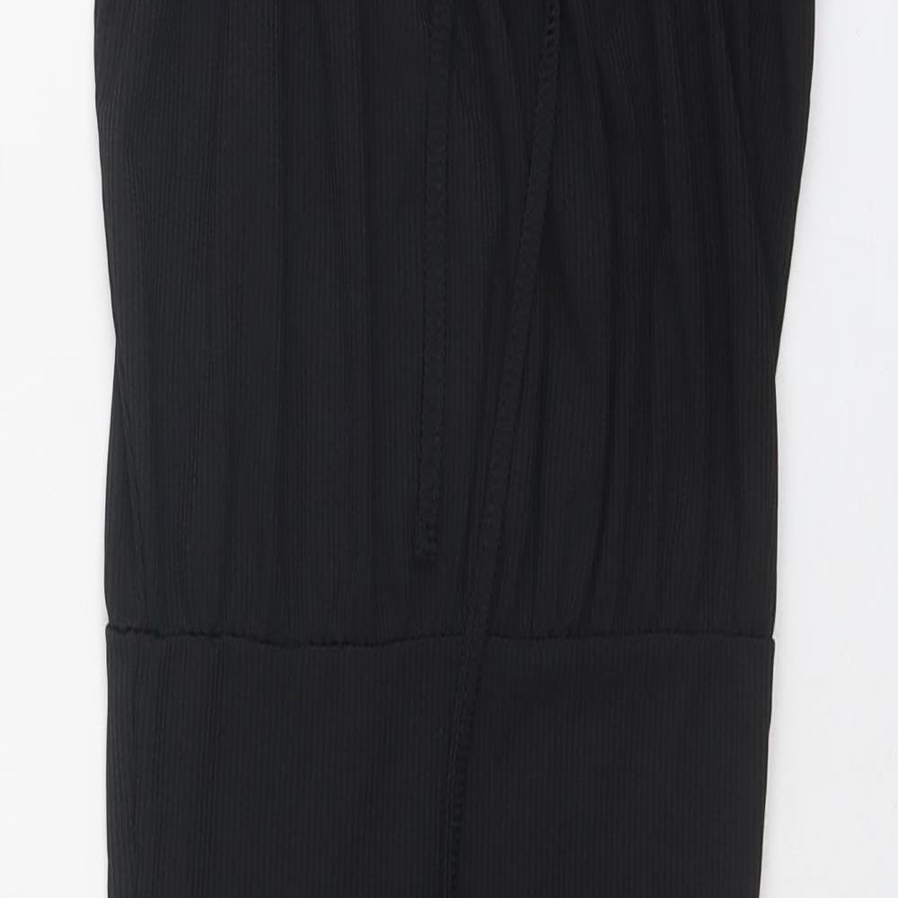 PRETTYLITTLETHING Womens Black Polyester Slip Dress Size 4 Square Neck Tie