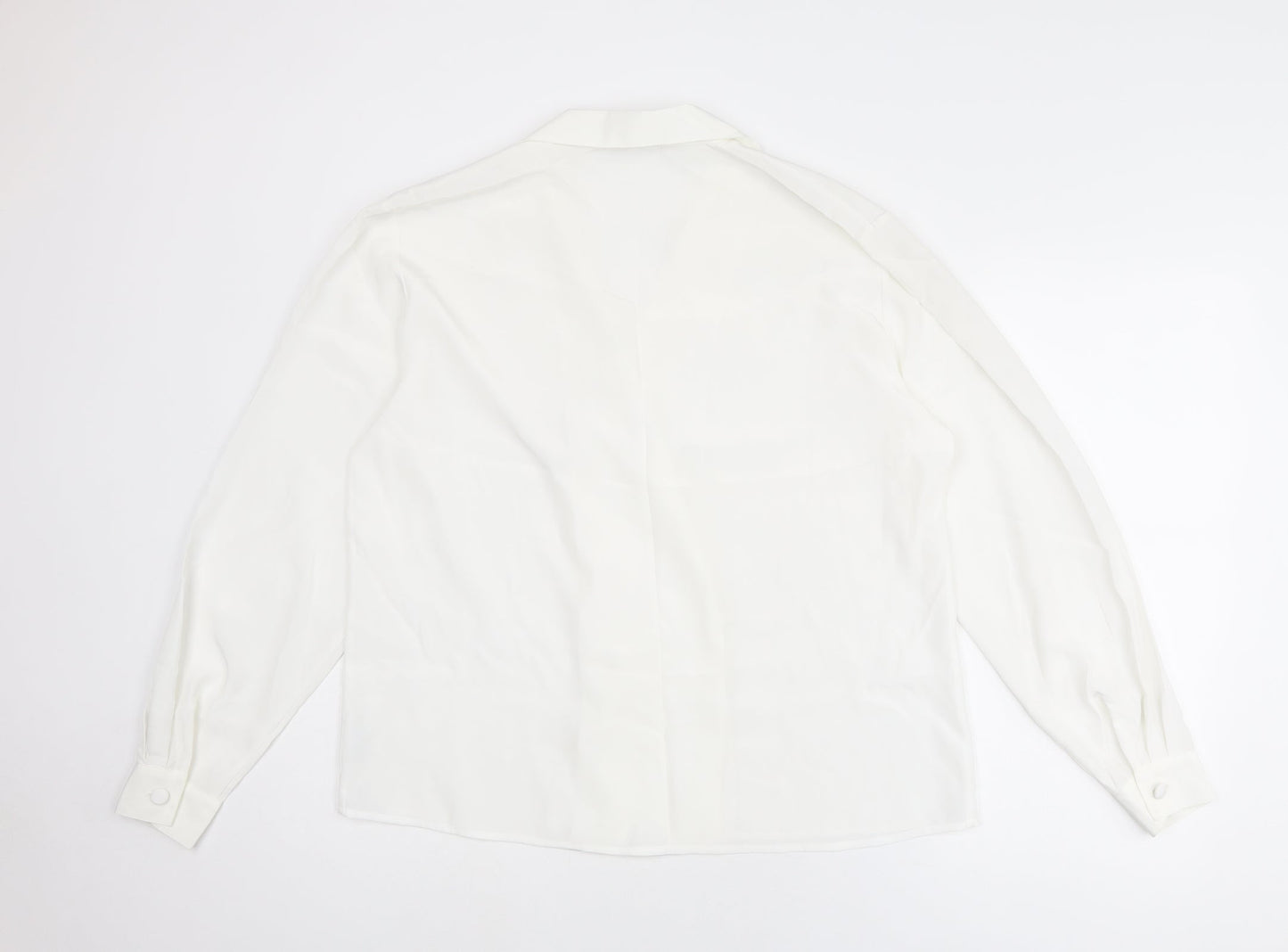 First Avenue Womens White Polyester Basic Button-Up Size 16 Collared