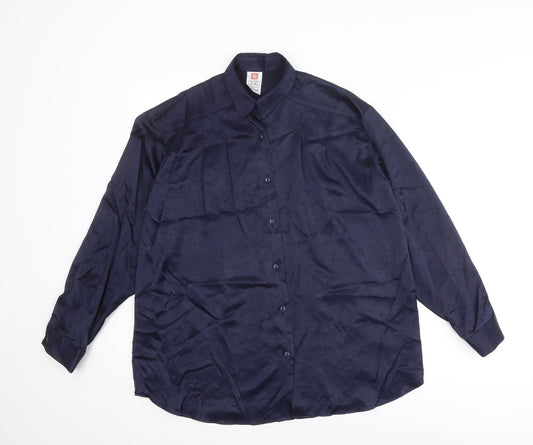 St Michael Womens Blue Polyester Basic Button-Up Size 10 Collared
