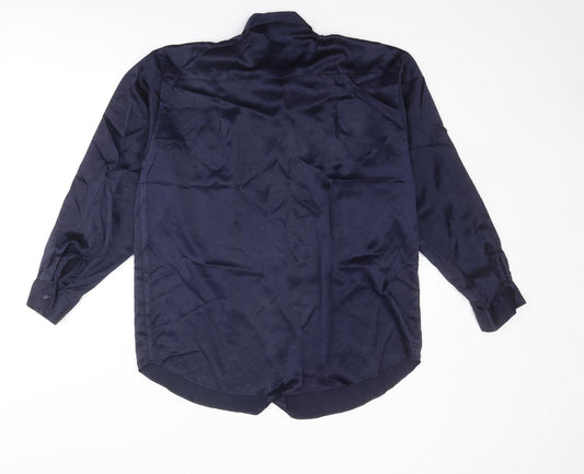 St Michael Womens Blue Polyester Basic Button-Up Size 10 Collared