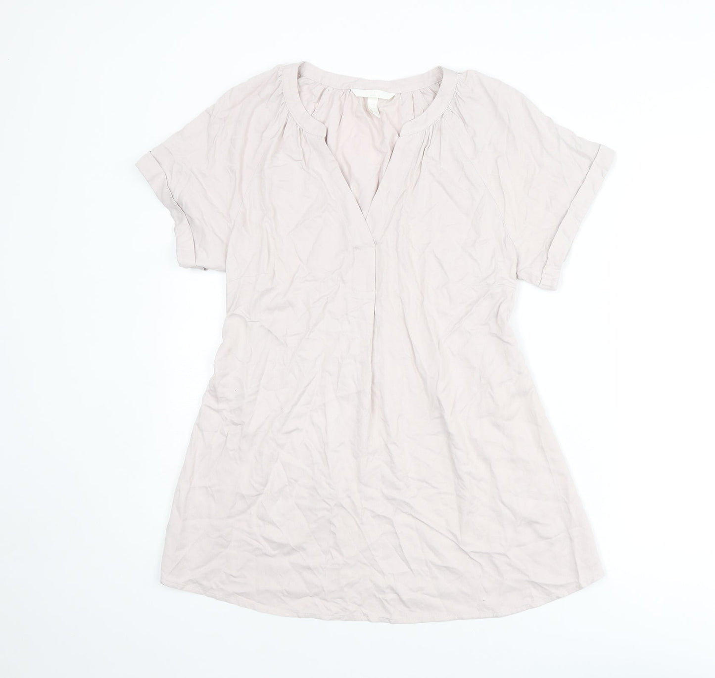 H&M Womens Pink Viscose Basic Blouse Size S V-Neck