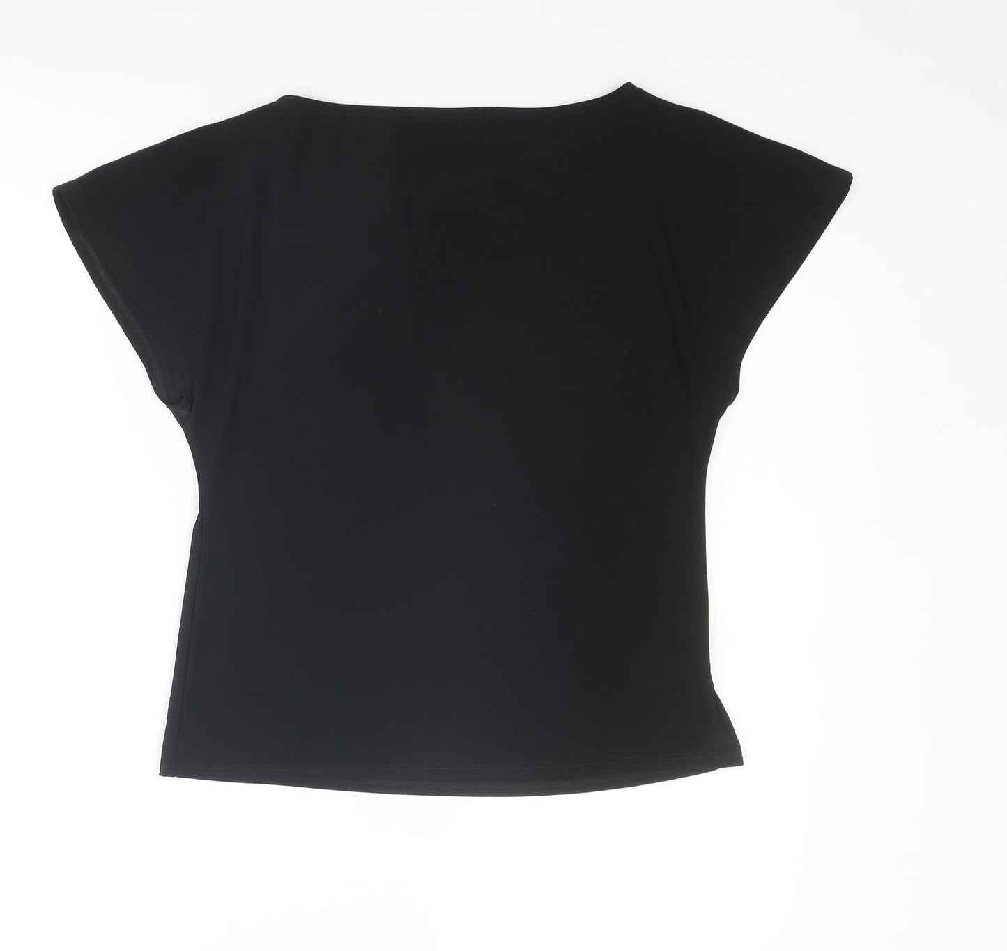 Country Casuals Womens Black Polyester Basic Blouse Size S Round Neck
