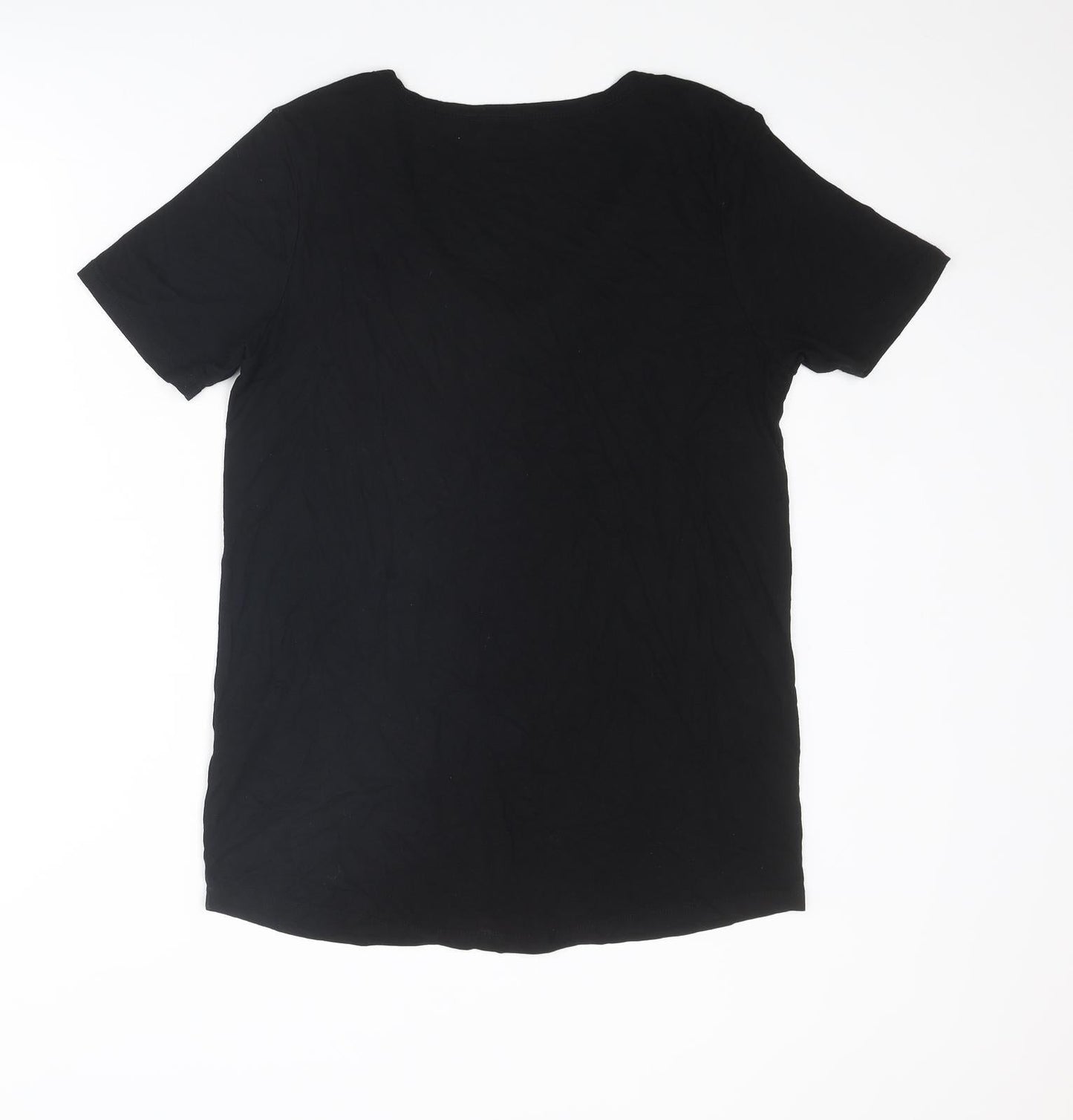 Select Womens Black Viscose Basic T-Shirt Size 10 Round Neck
