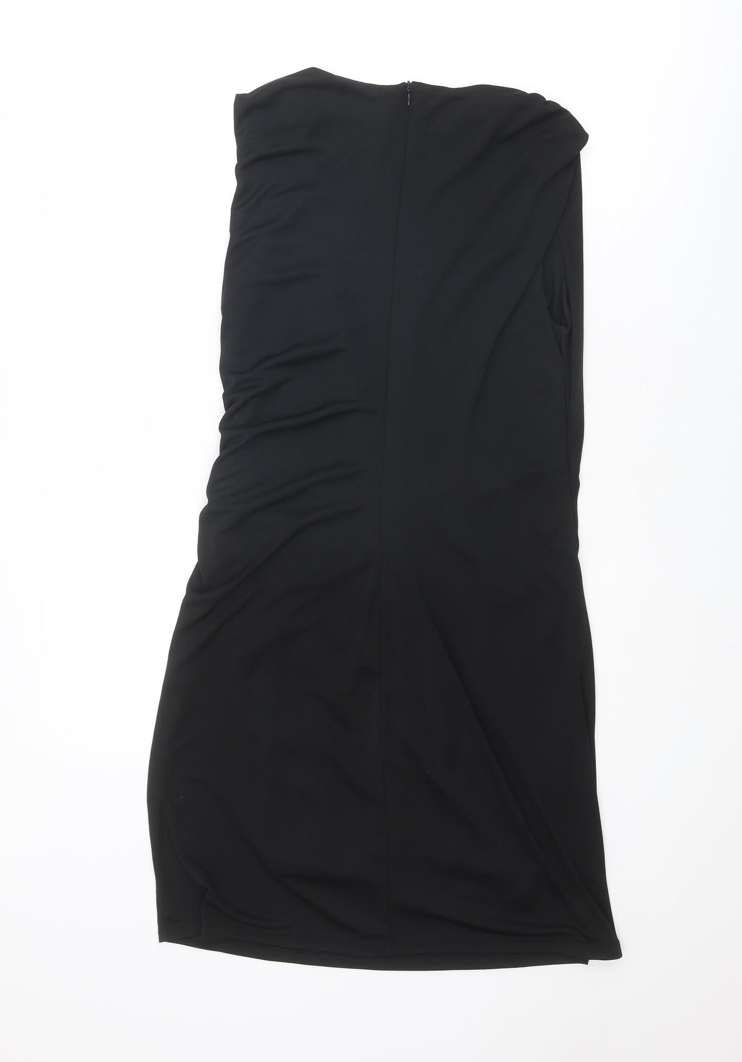 Zara Womens Black Polyester A-Line Size XL Boat Neck Zip