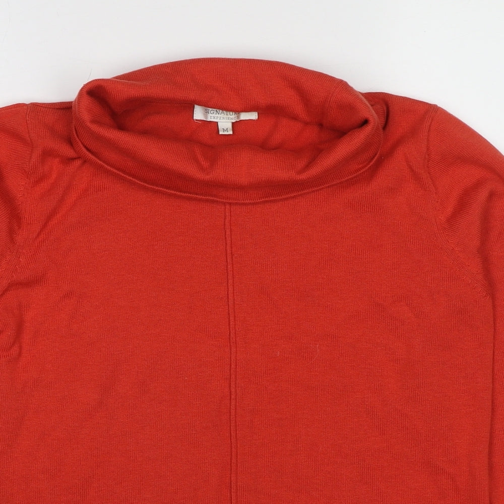 Signature Womens Red Roll Neck Acrylic Pullover Jumper Size M