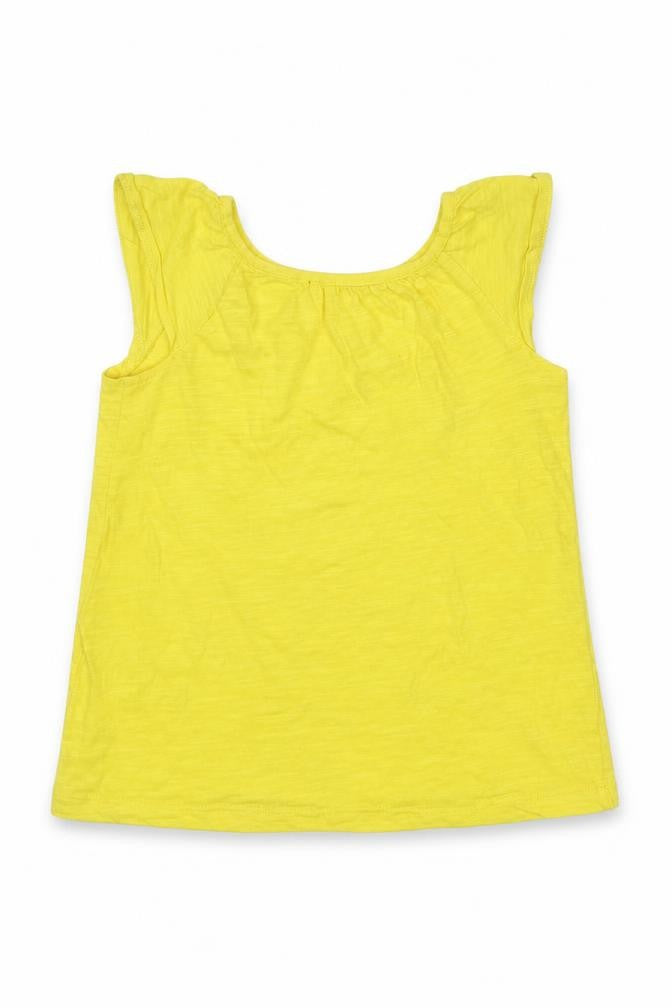 Marks and Spencer Girls Yellow Cotton Basic T-Shirt Size 4-5 Years Round Neck Pullover