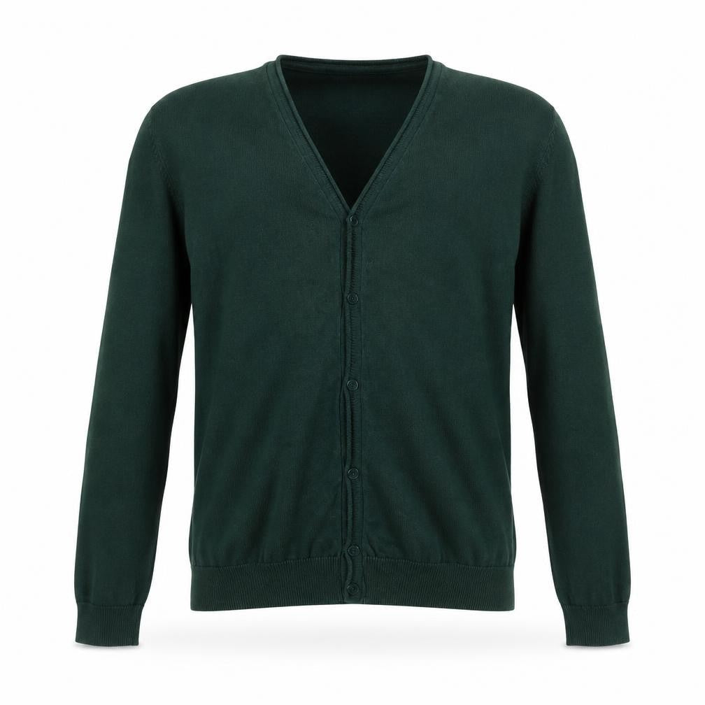 Marks & Spencer Boys Green V-Neck Cotton Cardigan Jumper Size 15-16 Years Button