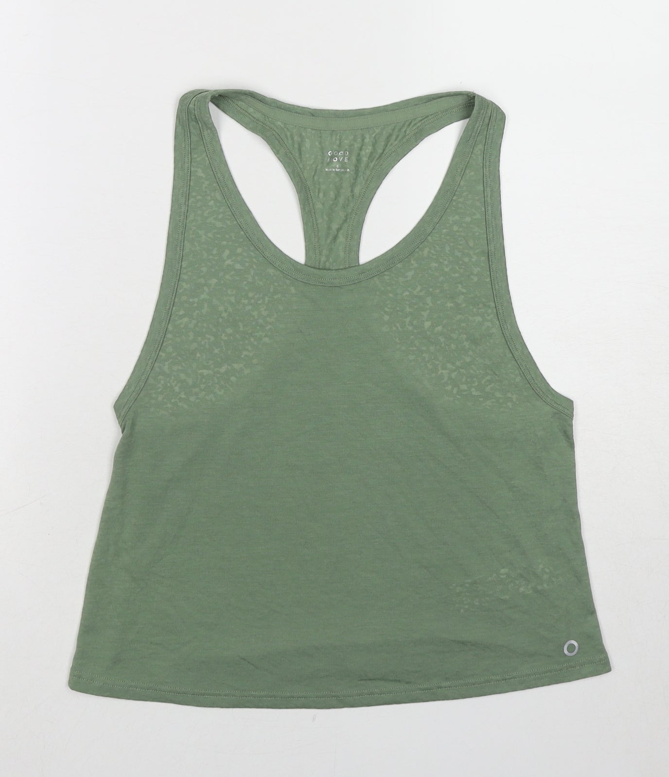 GOODMOVE Womens Green Viscose Basic Tank Size 6 Round Neck