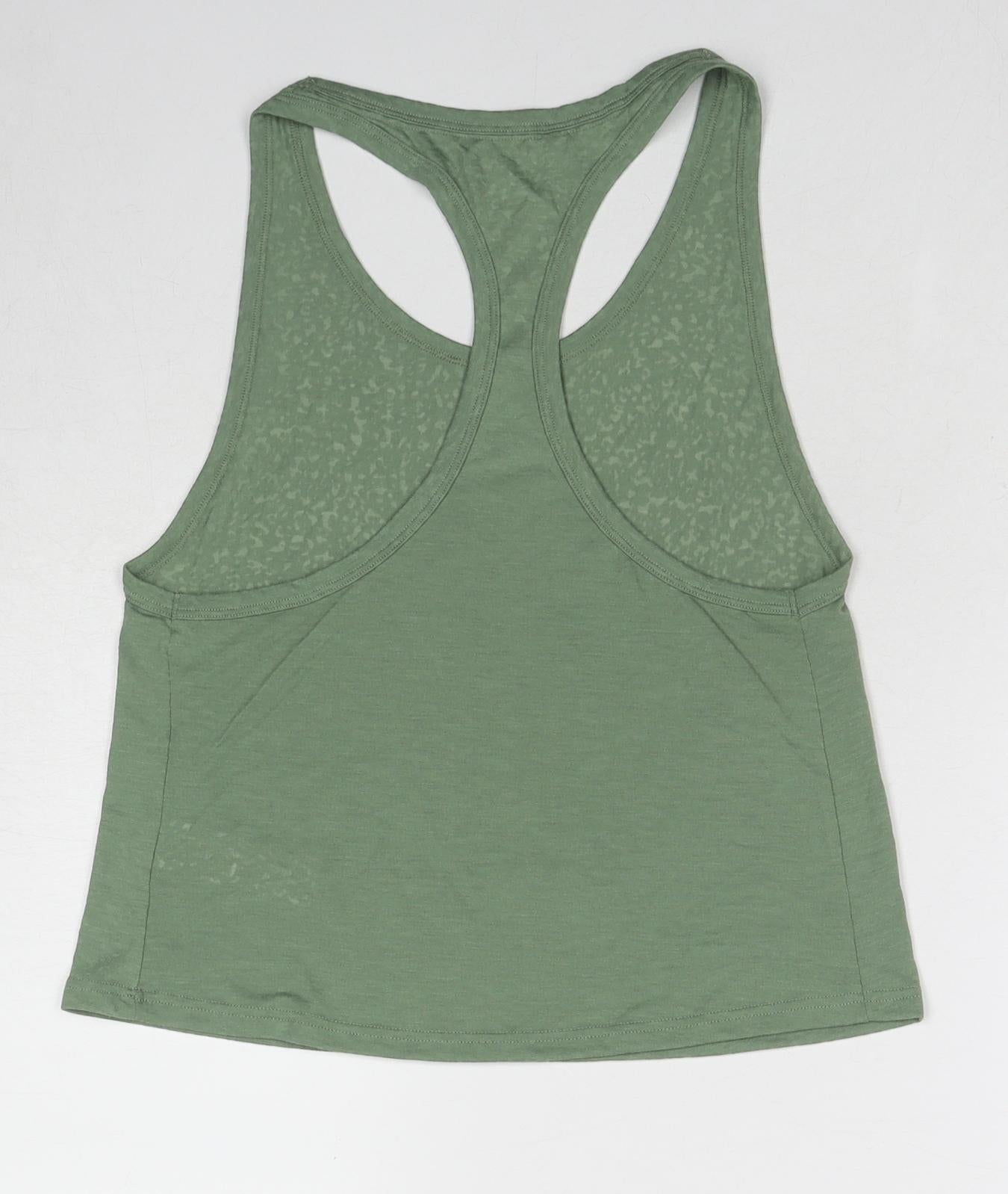 GOODMOVE Womens Green Viscose Basic Tank Size 6 Round Neck