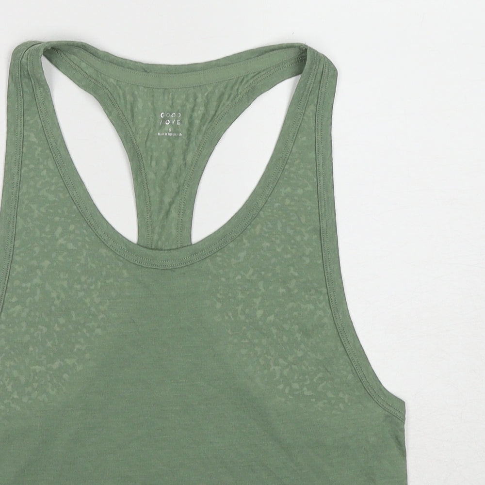 GOODMOVE Womens Green Viscose Basic Tank Size 6 Round Neck