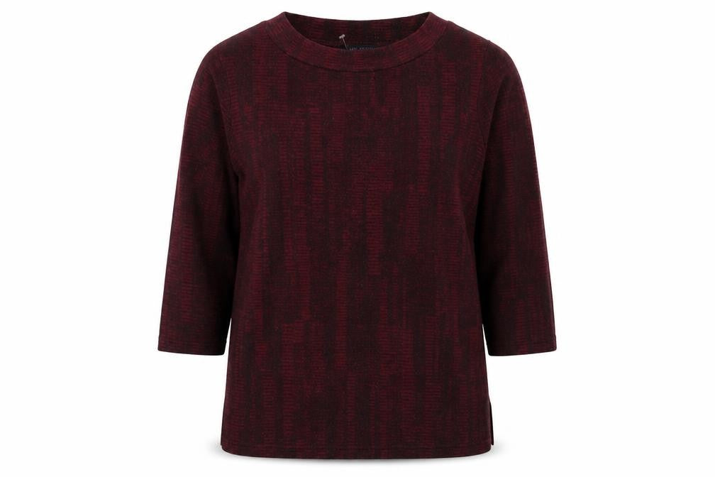 Marks and Spencer Womens Red Round Neck Geometric Polyester Pullover Jumper Size 16