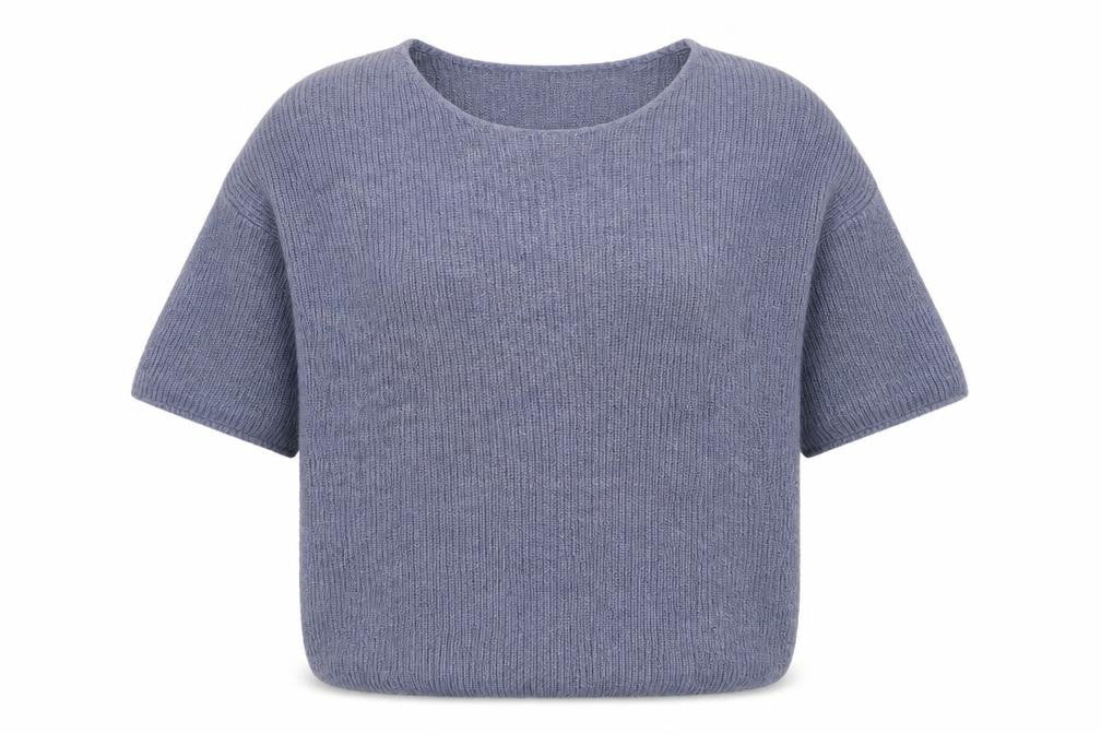 Soaked in Luxury Womens Blue Round Neck Alpaca Pullover Jumper Size S