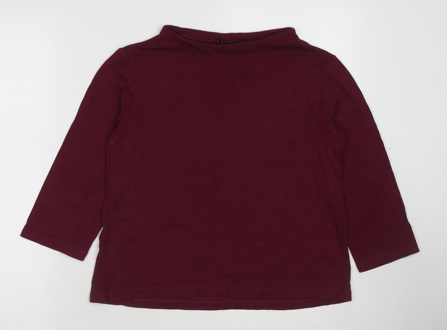One More Story Womens Purple Polyester Basic Blouse Size 10 Round Neck