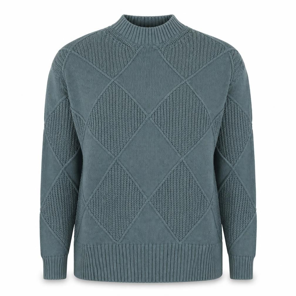 Marks and Spencer Womens Green High Neck Argyle/Diamond Cotton Pullover Jumper Size S