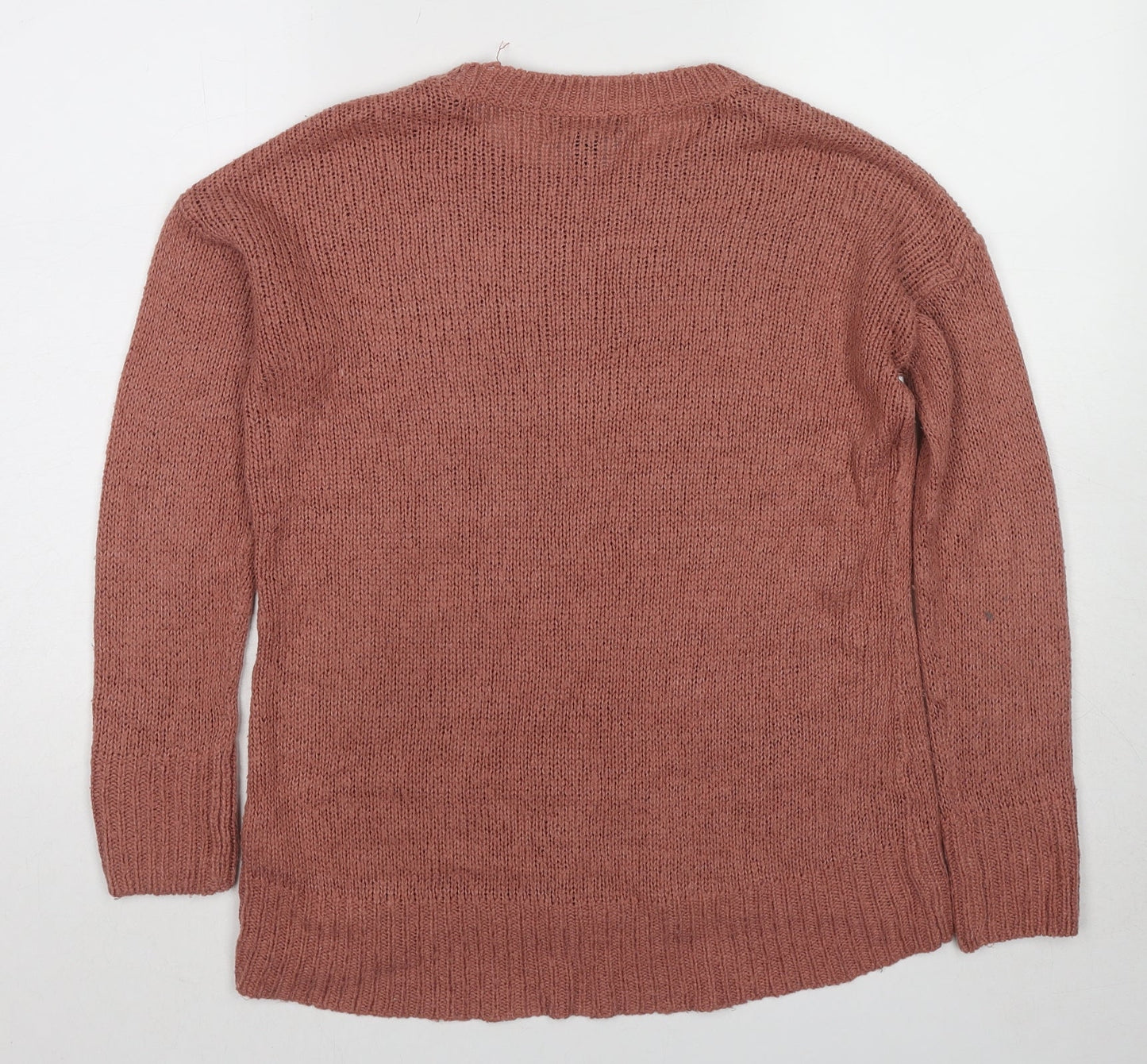 New Look Womens Beige Round Neck Acrylic Pullover Jumper Size S