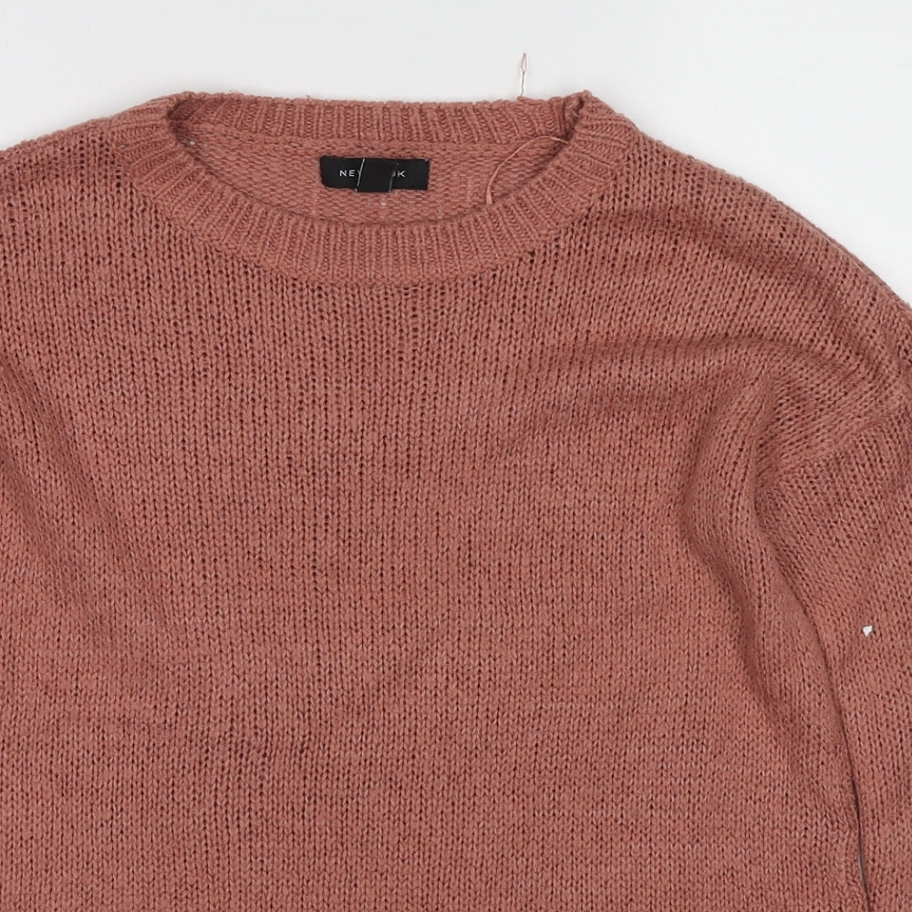 New Look Womens Beige Round Neck Acrylic Pullover Jumper Size S