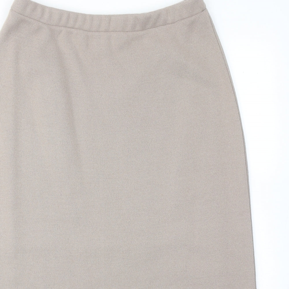 Classic Womens Beige Acrylic A-Line Skirt Size 12