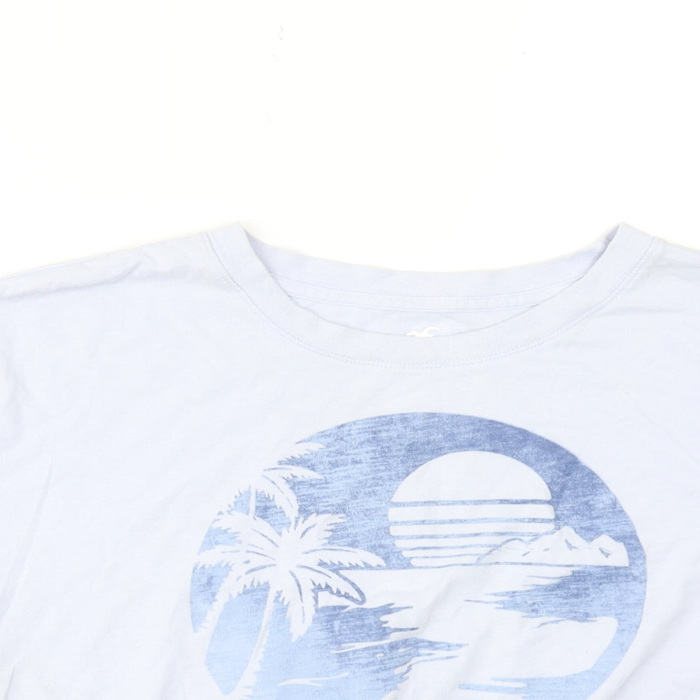 Hollister Womens Blue Cotton Cropped T-Shirt Size M Round Neck - Sunset