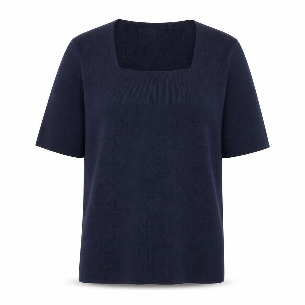 Marks and Spencer Womens Blue Viscose Basic Blouse Size 14 Square Neck