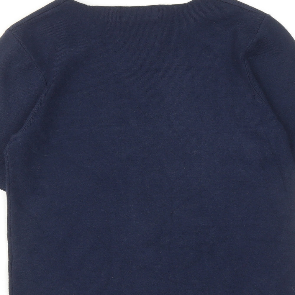 Marks and Spencer Womens Blue Viscose Basic Blouse Size 14 Square Neck