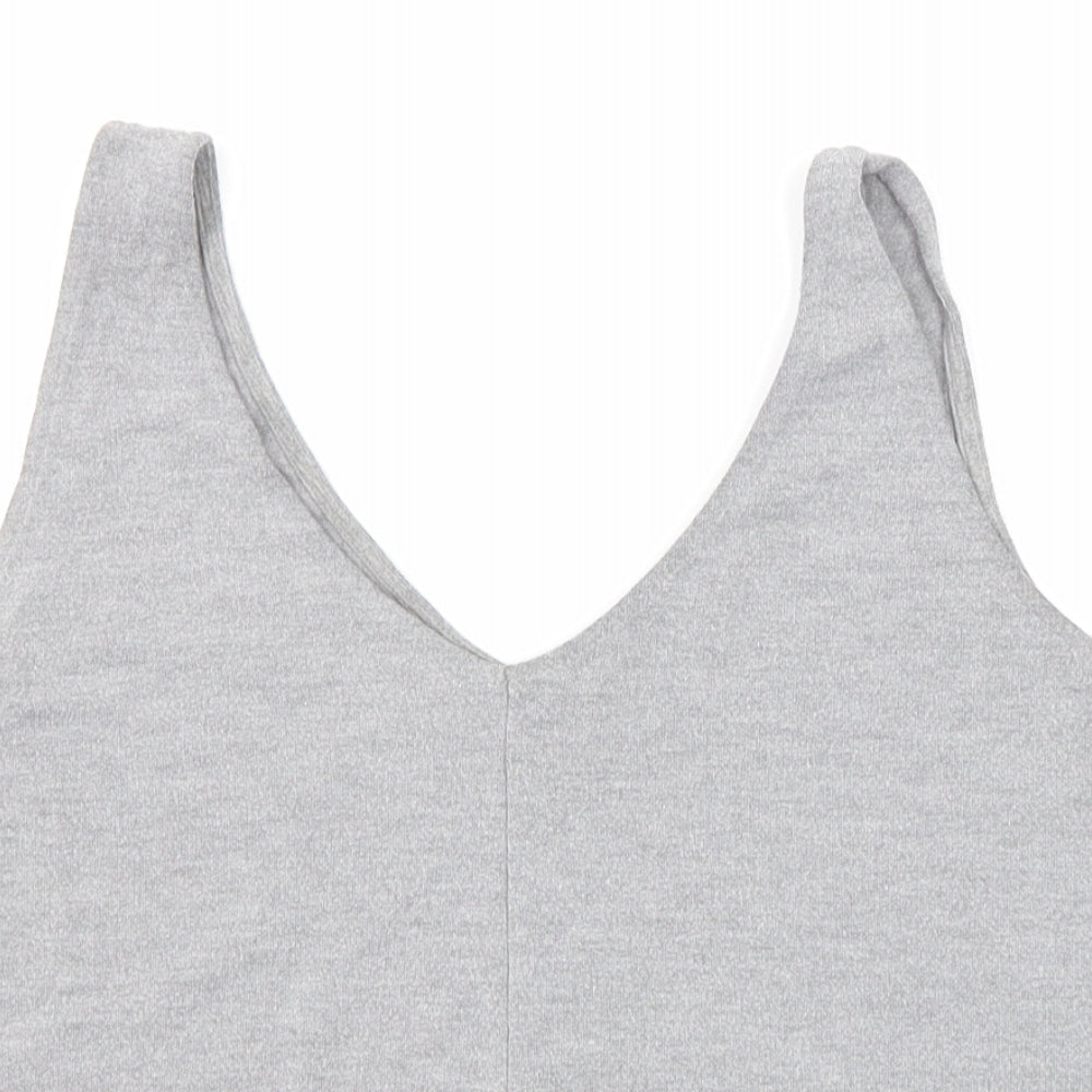 Topshop Womens Grey Polyester Cropped Tank Size 12 V-Neck