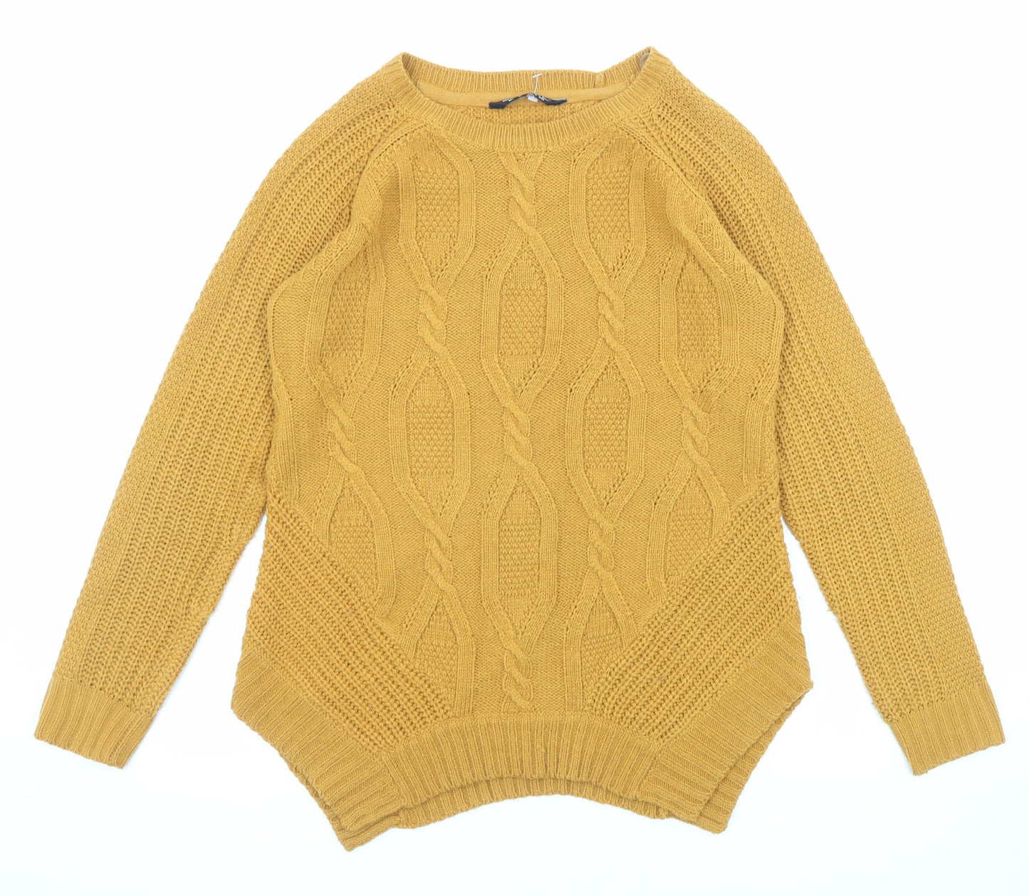Select Womens Yellow Round Neck Acrylic Pullover Jumper Size 8